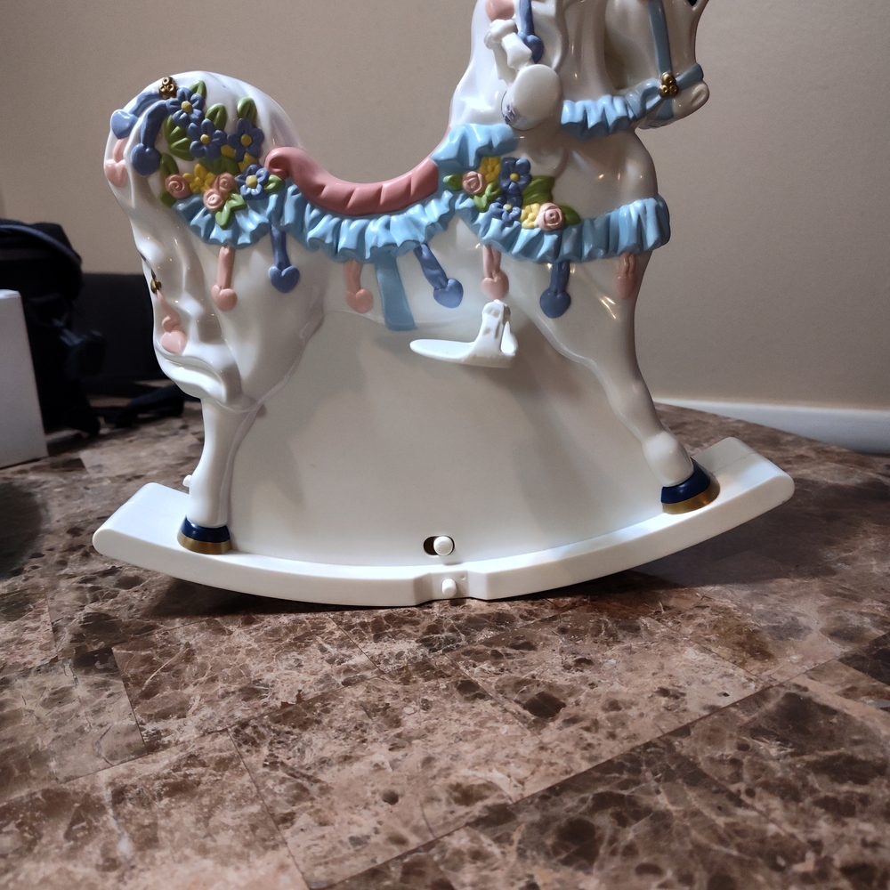 Charming White and Blue Carousel Horse Decor